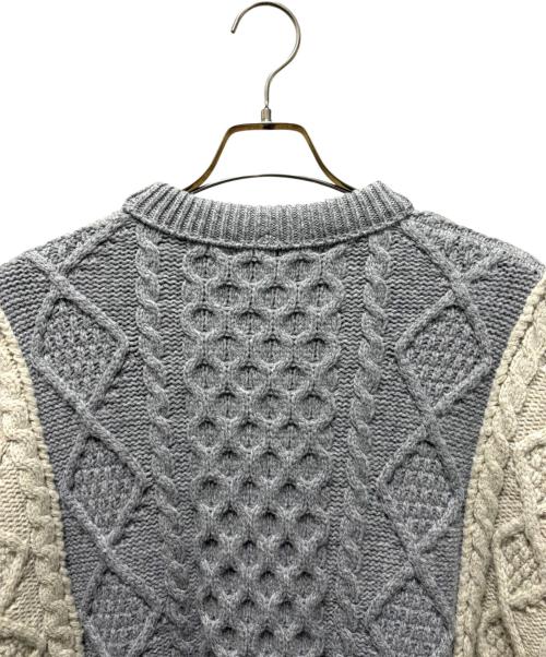 BOTTEGA VENETA（ボッテガベネタ）BOTTEGA VENETA (ボッテガベネタ) オーバーサイズケーブルニット グレー×ベージュ サイズ:Sの古着・服飾アイテム