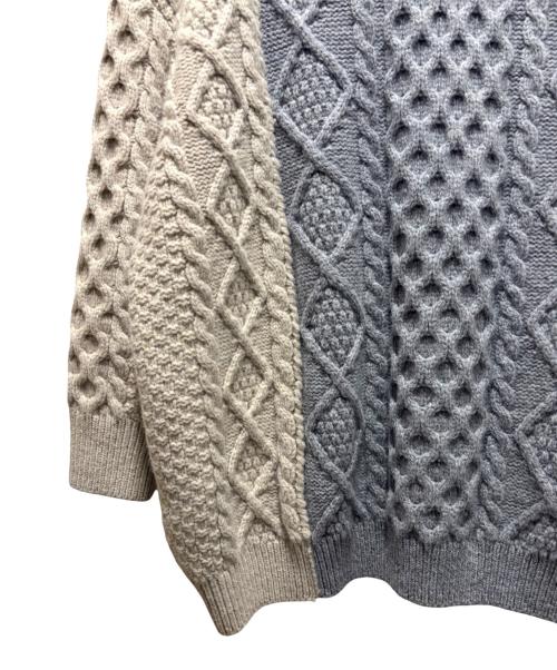 BOTTEGA VENETA（ボッテガベネタ）BOTTEGA VENETA (ボッテガベネタ) オーバーサイズケーブルニット グレー×ベージュ サイズ:Sの古着・服飾アイテム