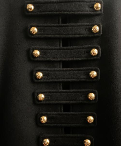 CELINE（セリーヌ）CELINE (セリーヌ) ウールカシミヤクロス オフィサー ケープ ブラック サイズ:Sの古着・服飾アイテム