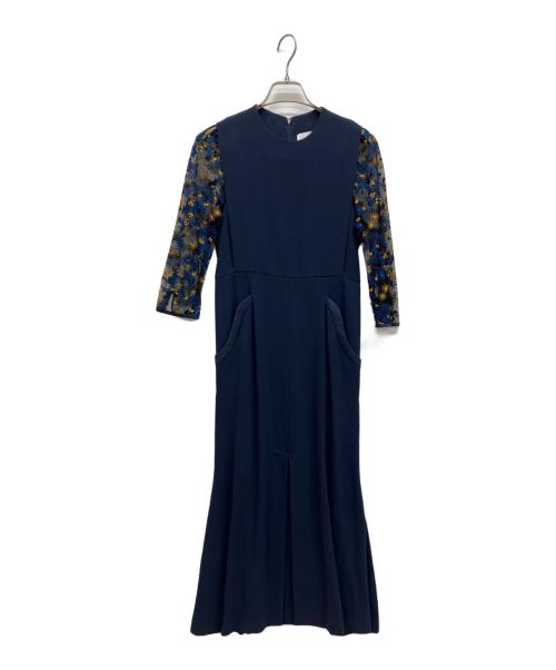 Mame Kurogouchi（マメクロゴウチ）Mame Kurogouchi (マメクロゴウチ) レーススリーブAラインドレス ネイビー サイズ:1の古着・服飾アイテム