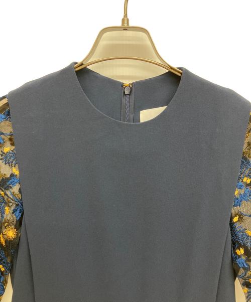 Mame Kurogouchi（マメクロゴウチ）Mame Kurogouchi (マメクロゴウチ) レーススリーブAラインドレス ネイビー サイズ:1の古着・服飾アイテム