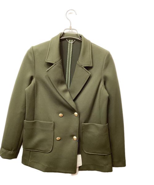 quaranciel（カランシエル）quaranciel (カランシエル) ジャージーテーラードダブルジャケット オリーブ サイズ:38の古着・服飾アイテム
