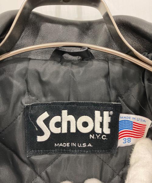 Schott（ショット）Schott (ショット) レザートラッカージャケット ブラック サイズ:38の古着・服飾アイテム
