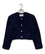 MACPHEEマカフィー）の古着「ムートン クルーネックカーディガン」｜ネイビー