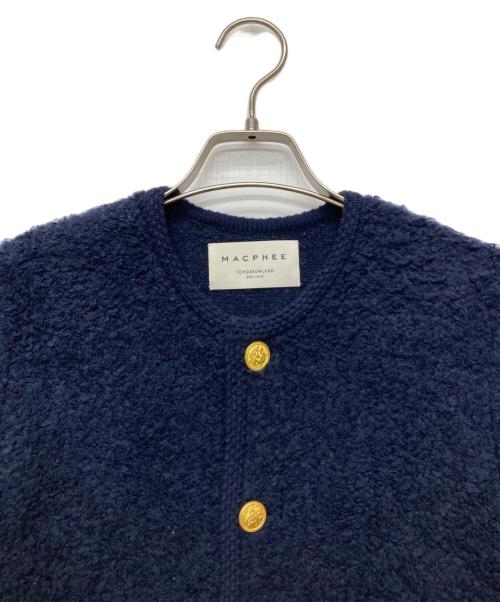 MACPHEE（マカフィー）MACPHEE (マカフィー) ムートン クルーネックカーディガン ネイビー サイズ:Sの古着・服飾アイテム
