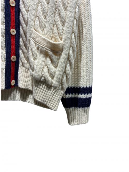 GUCCI（グッチ）GUCCI (グッチ) ウェブストライプケーブルカーディガン ベージュ サイズ:Sの古着・服飾アイテム
