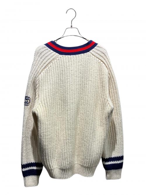 GUCCI（グッチ）GUCCI (グッチ) ウェブストライプケーブルカーディガン ベージュ サイズ:Sの古着・服飾アイテム