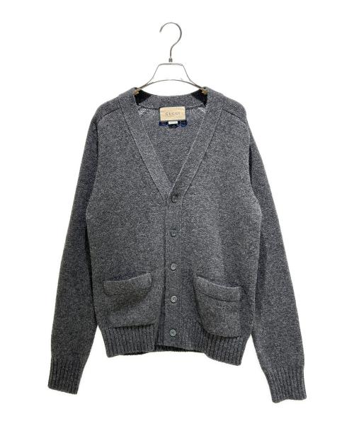 GUCCI（グッチ）GUCCI (グッチ) ロゴエンブロイダリーウールカーディガン グレー サイズ:S 未使用品の古着・服飾アイテム