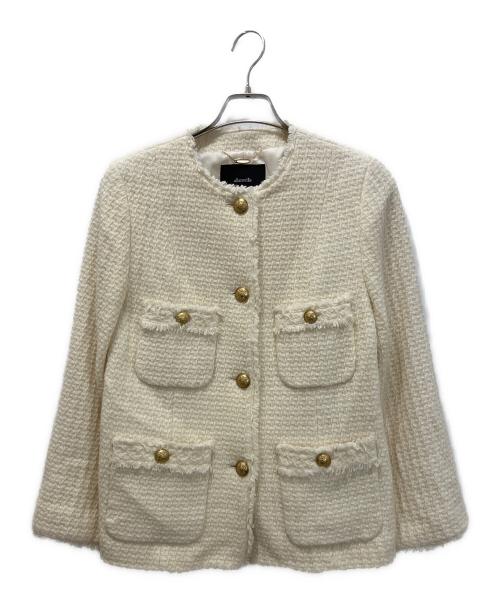 allureville（アルアバイル）allureville (アルアバイル) ロービングツイードショートコート アイボリー サイズ:2の古着・服飾アイテム