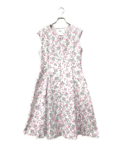 Rene（ルネ）Rene (ルネ) フラワージャガードワンピース ホワイト×ピンク サイズ:38の古着・服飾アイテム