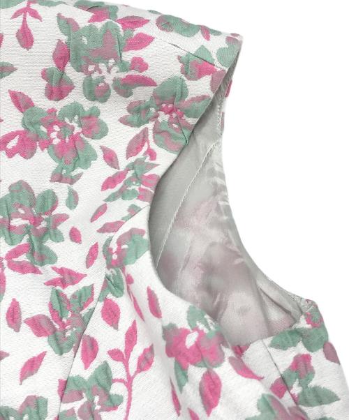 Rene（ルネ）Rene (ルネ) フラワージャガードワンピース ホワイト×ピンク サイズ:38の古着・服飾アイテム