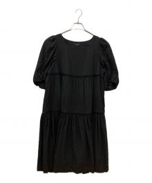 TO BE CHIC（トゥービーシック）の古着「ふくれジャガードワンピース ティアードワンピース」｜ブラック