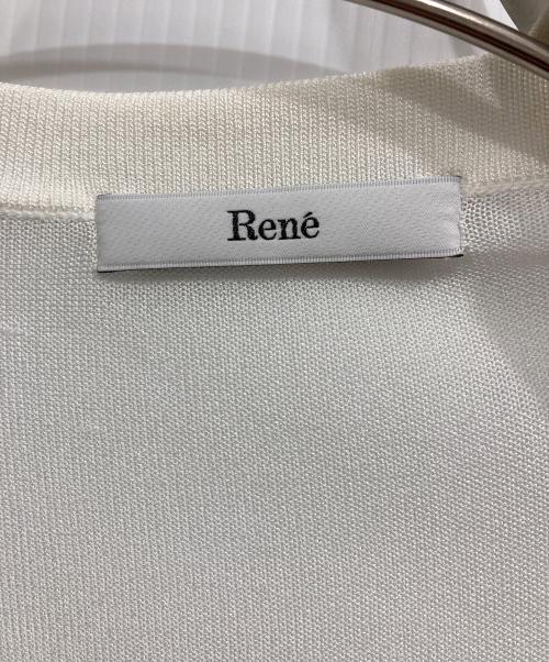 Rene（ルネ）Rene (ルネ) パール装飾ボタンレスカーディガン ホワイト サイズ:38の古着・服飾アイテム
