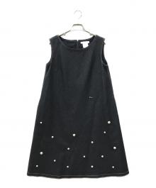 Rene（ルネ）の古着「デニムライクパール装飾ワンピース」｜ブラック