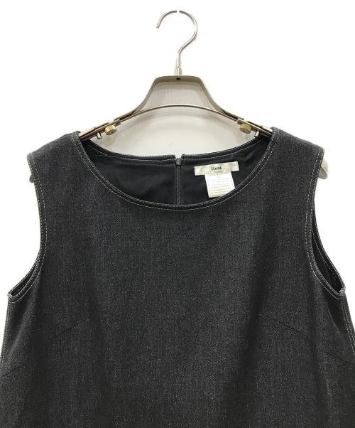 Rene（ルネ）Rene (ルネ) デニムライクパール装飾ワンピース ブラック サイズ:36の古着・服飾アイテム