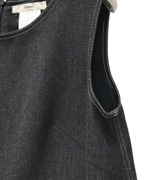 Rene（ルネ）Rene (ルネ) デニムライクパール装飾ワンピース ブラック サイズ:36の古着・服飾アイテム
