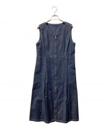 TO BE CHIC（トゥービーシック）の古着「ダブルスラブシャンブレー ジャンパースカート」｜インディゴ