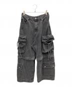 MAISON SPECIALメゾンスペシャル）の古着「Big Pocket 2WAY Buggy Denim Cargo Pants」｜ブラック