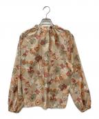 TOMORROW LAND collectionトゥモローランドコレクション）の古着「ピオリープリントギャザーネックブラウス」｜ピンク