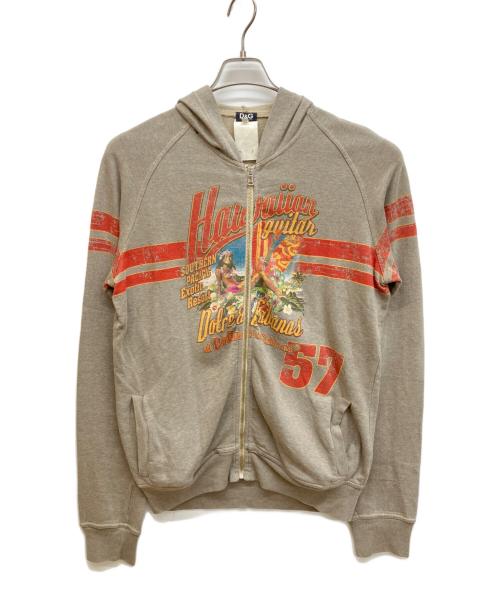 DOLCE & GABBANA（ドルチェ＆ガッバーナ）DOLCE & GABBANA (ドルチェ＆ガッバーナ) 総柄グラフィックジップパーカー グレー サイズ:Lの古着・服飾アイテム