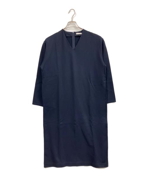 icB（アイシービー）icB (アイシービー) ストレッチポンチ Vネックワンピース ネイビー サイズ:XSの古着・服飾アイテム