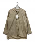 HEUGNユーゲン）の古着「コットンストライプバンドカラーシャツ」｜ベージュ