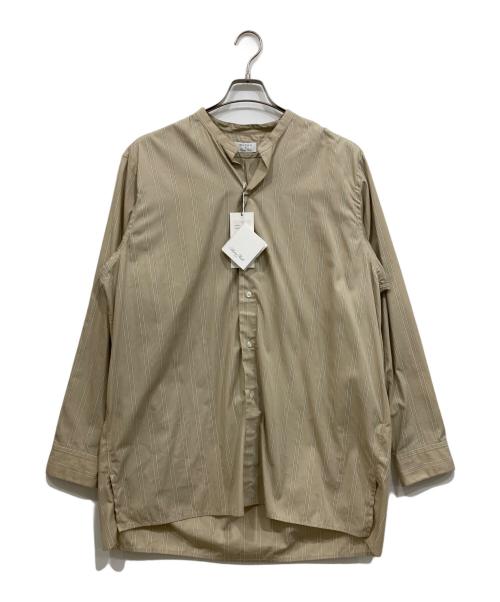 HEUGN（ユーゲン）HEUGN (ユーゲン) コットンストライプバンドカラーシャツ ベージュ サイズ:3の古着・服飾アイテム