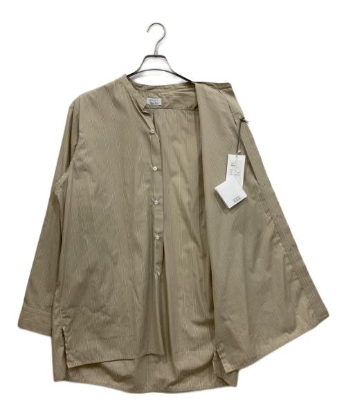 HEUGN（ユーゲン）HEUGN (ユーゲン) コットンストライプバンドカラーシャツ ベージュ サイズ:3の古着・服飾アイテム