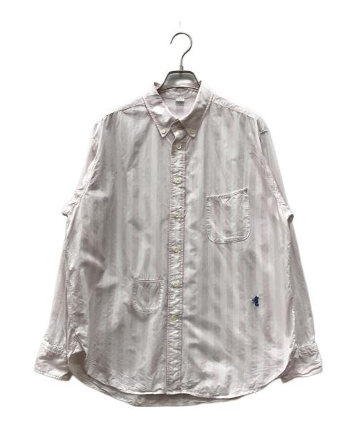 45R（フォーティファイブ・アール）45R (フォーティファイブ・アール) 180番三子の908オーシャンボタンダウンシャツ ピンク×ホワイト サイズ:3の古着・服飾アイテム