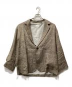 Honneteオネット）の古着「グレンチェックショートコートジャケット」｜ベージュ