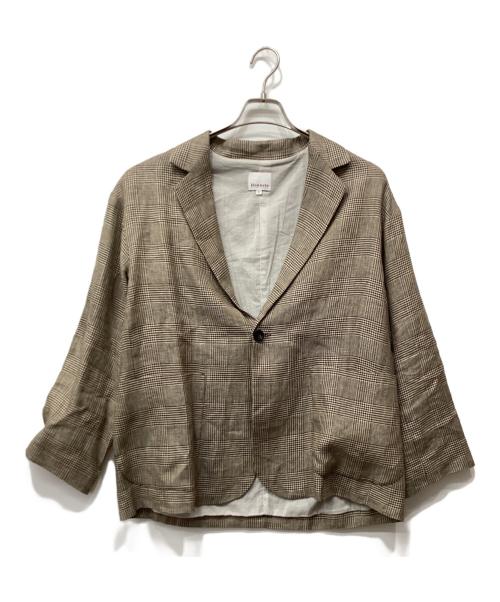 Honnete（オネット）Honnete (オネット) グレンチェックショートコートジャケット ベージュ サイズ:2の古着・服飾アイテム