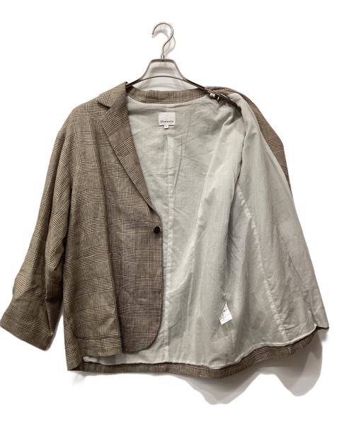 Honnete（オネット）Honnete (オネット) グレンチェックショートコートジャケット ベージュ サイズ:2の古着・服飾アイテム