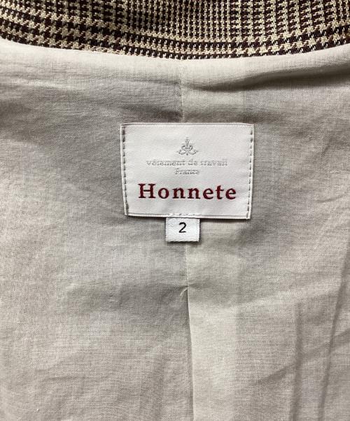 Honnete（オネット）Honnete (オネット) グレンチェックショートコートジャケット ベージュ サイズ:2の古着・服飾アイテム