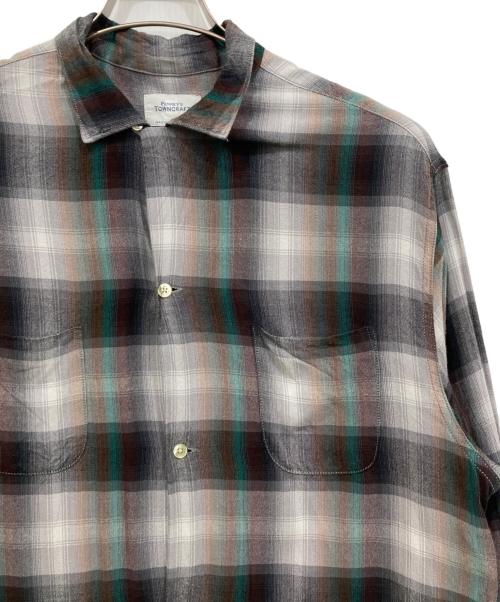 TOWN CRAFT（タウンクラフト）TOWN CRAFT (タウンクラフト) レーヨンオンブレチェックシャツ ブラック×グレー サイズ:Mの古着・服飾アイテム