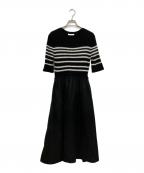 ANAYIアナイ）の古着「フェザーボーダードッキングワンピース」｜ブラック