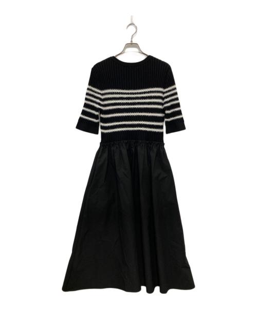 ANAYI（アナイ）ANAYI (アナイ) フェザーボーダードッキングワンピース ブラック サイズ:38の古着・服飾アイテム