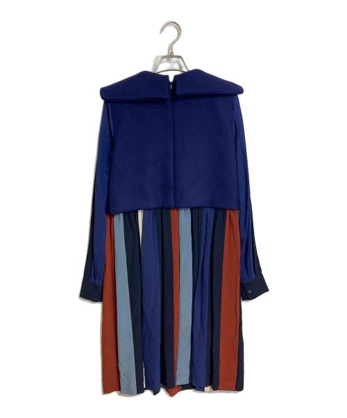 Chloe（クロエ）Chloe (クロエ) ビックカラープリーツワンピース ネイビー サイズ:36の古着・服飾アイテム