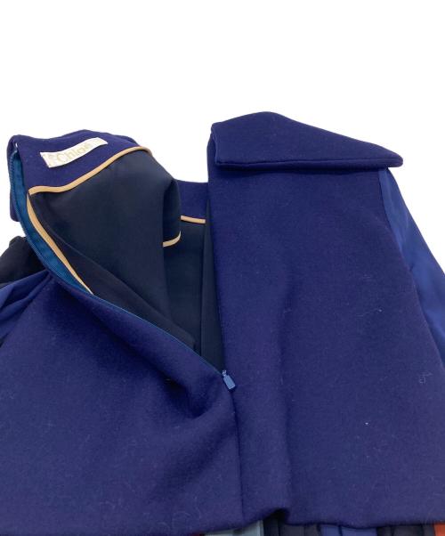 Chloe（クロエ）Chloe (クロエ) ビックカラープリーツワンピース ネイビー サイズ:36の古着・服飾アイテム