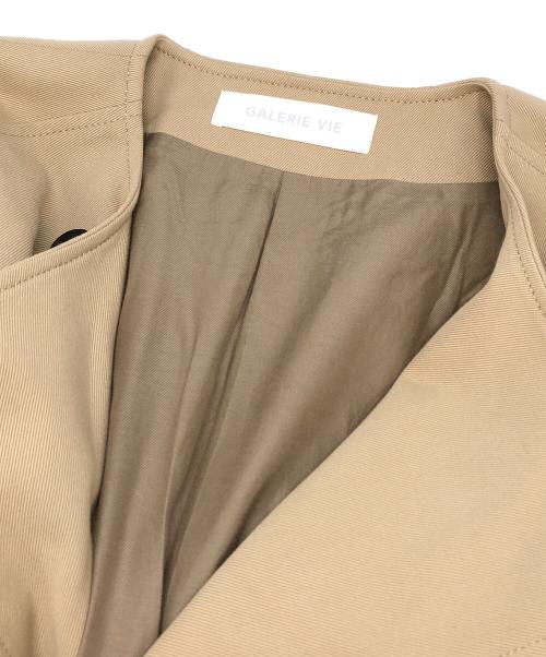 GALERIE VIE（ギャルリーヴィー）GALERIE VIE (ギャルリーヴィー) コットンウールギャバジン カラーレスショートコート ベージュ サイズ:Ｆの古着・服飾アイテム
