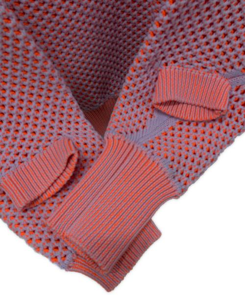 FUMITO GANRYU（フミトガンリュウ）FUMITO GANRYU (フミトガンリュウ) Graffiti mesh knit オレンジ サイズ:1の古着・服飾アイテム