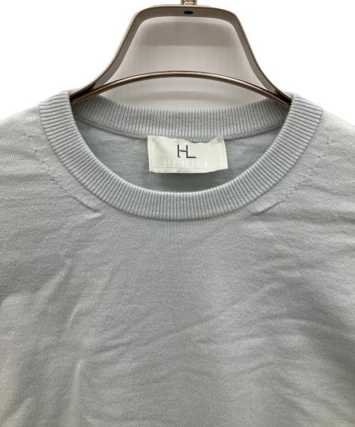 HERILL（ヘリル）HERILL (ヘリル) コットンクルーネックニット ライトブルーの古着・服飾アイテム