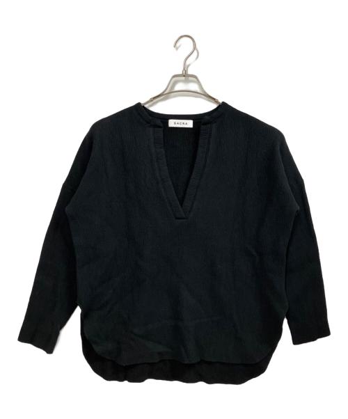 SACRA（サクラ）SACRA (サクラ) ウールコットンVネックカットソー ブラック サイズ:38の古着・服飾アイテム