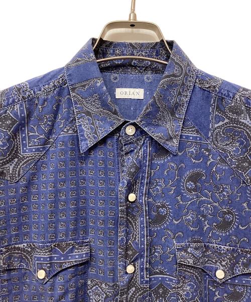 ORIAN（オリアン）ORIAN (オリアン) 総柄シャツ ブルー サイズ:38/14の古着・服飾アイテム