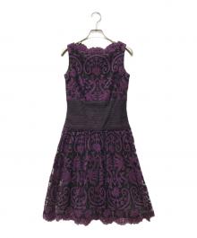 TADASHI SHOJI（タダシ ショージ）の古着「刺繍レースノースリーブワンピース」｜パープル
