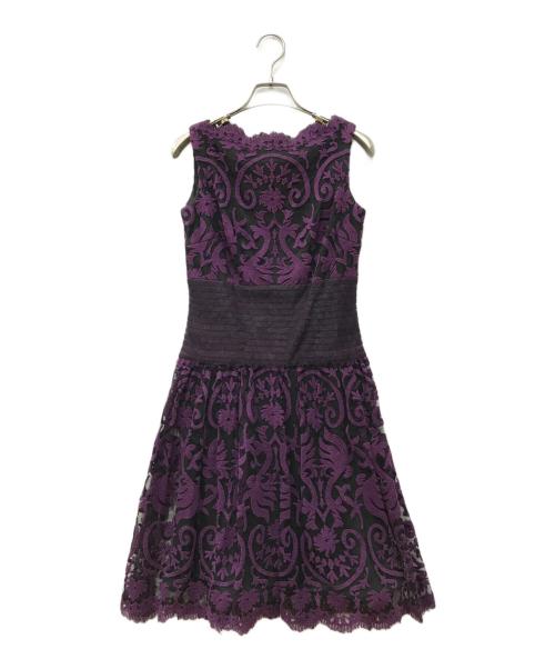 TADASHI SHOJI（タダシ ショージ）TADASHI SHOJI (タダシ ショージ) 刺繍レースノースリーブワンピース パープルの古着・服飾アイテム