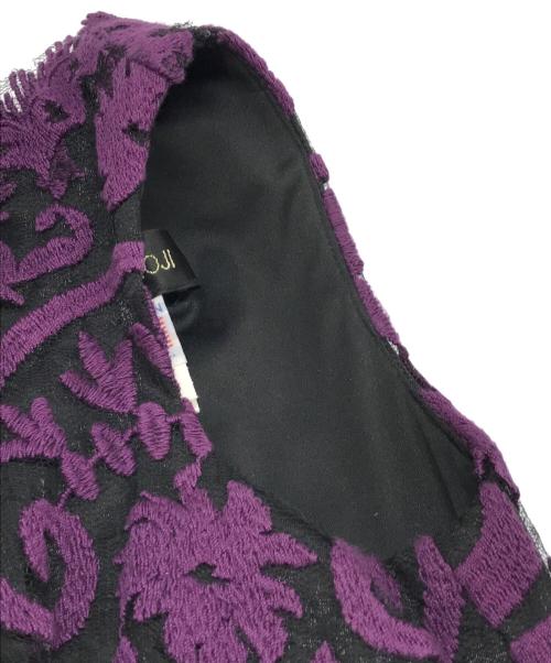 TADASHI SHOJI（タダシ ショージ）TADASHI SHOJI (タダシ ショージ) 刺繍レースノースリーブワンピース パープルの古着・服飾アイテム