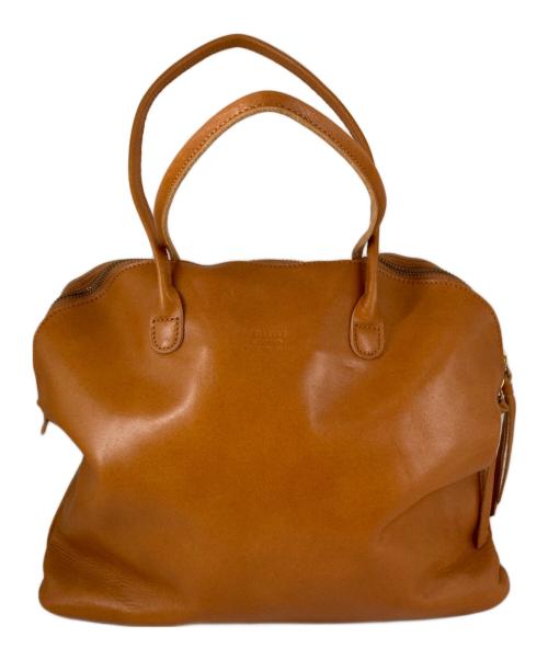 TIDE WAY（タイドウェイ）TIDE WAY (タイドウェイ) ライトレザーボストントートバッグ ブラウンの古着・服飾アイテム