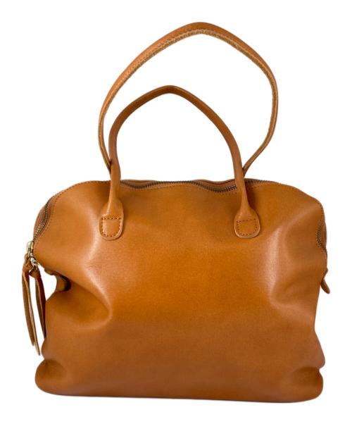 TIDE WAY（タイドウェイ）TIDE WAY (タイドウェイ) ライトレザーボストントートバッグ ブラウンの古着・服飾アイテム