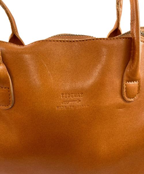 TIDE WAY（タイドウェイ）TIDE WAY (タイドウェイ) ライトレザーボストントートバッグ ブラウンの古着・服飾アイテム