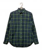 BEAMS Fビームスエフ）の古着「コットンリネン タータンチェック ボタンダウンシャツ」｜グリーン×ネイビー